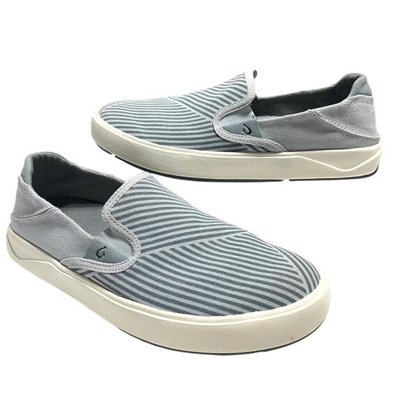 OluKai Men\'s Lae\'ahi Lole Slip On Sneakers Shoes Striped Pale Grey Storm main image 7